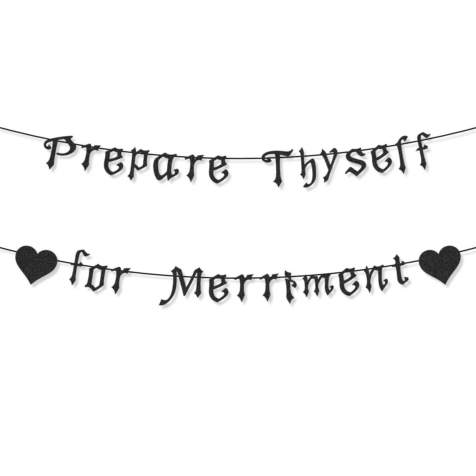 Gosknor Prepare Thyself for Merriment Banner, Glitter Gothic Party Decor