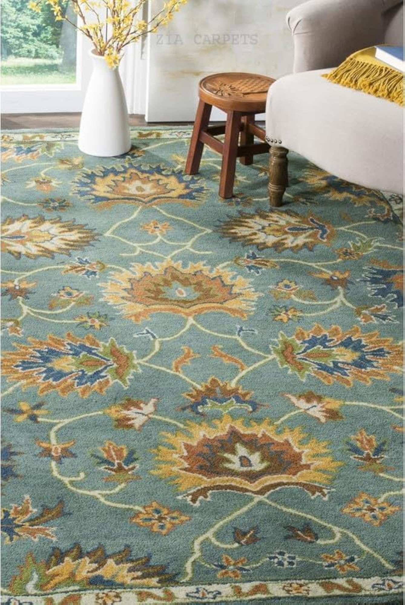 Premium Handmade Tufted Wool Geometric Design Rug, 6x6 Feet