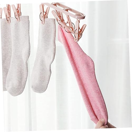 Miniatura 6 de Garneck Perchero de secado de ropa plegable, colgador de ropa plegable, colgador de goteo, clips a prueba de viento, calcetines, clips de secado