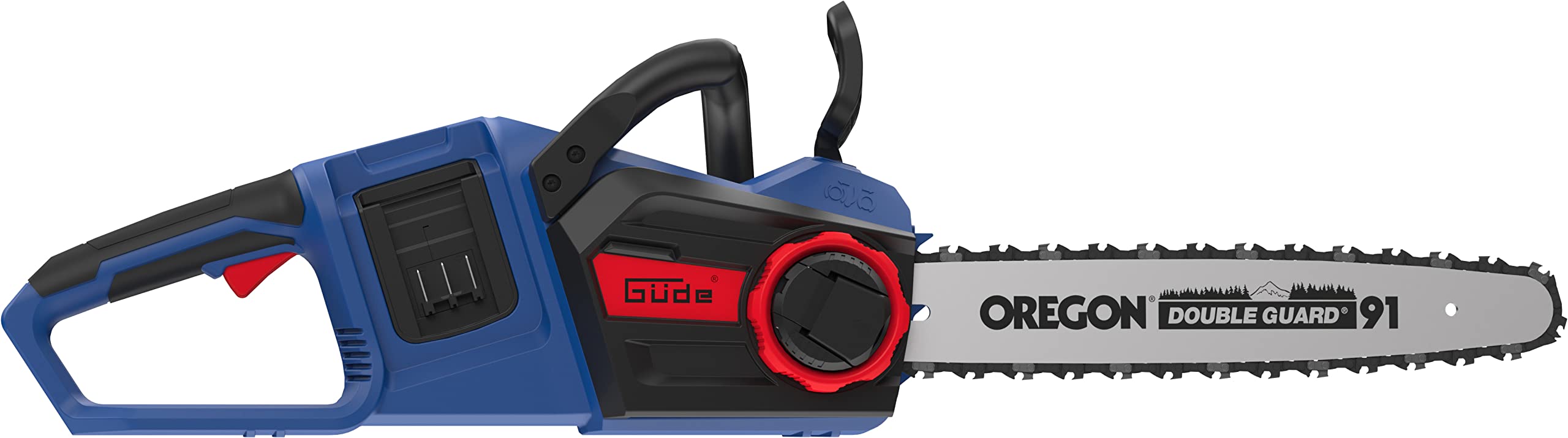 Güde Akku Kettensäge KS 36-0 (2x 18 V, Easy-Energy-Exchange, Brushless Series, 320 mm Schnittlänge, Kettenschnellspanner & autom. Kettenschmierung, inkl. Oregon Schwert & Kette, ohne Akku & Ladegerät)
