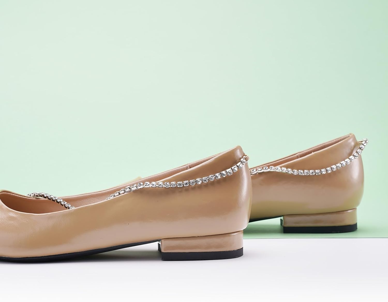 C.Paravano Crystal Chain Pointed Toe Flats Comfortable Party Dressy Shoes for Women Designer Shoes Women's Flats