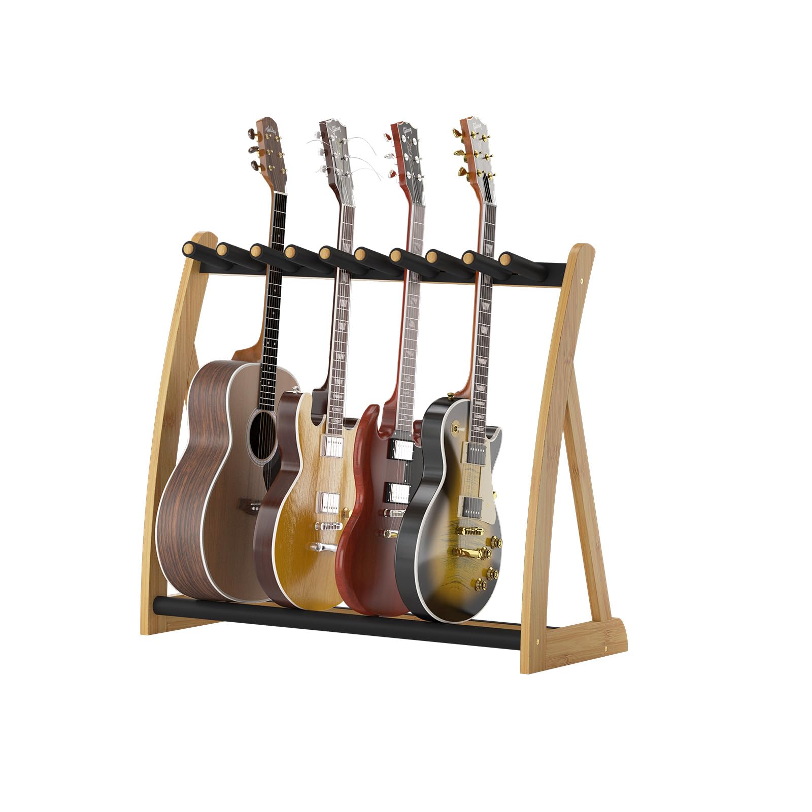Multi-Gitarrenständer, strapazierfähig, Holzbodenständer für E-Gitarre und Bass, verstellbarer, rutschfester Gitarrenständer, hält mehrere Gitarren und Bässe (E-Gitarrenständer, Bassständer