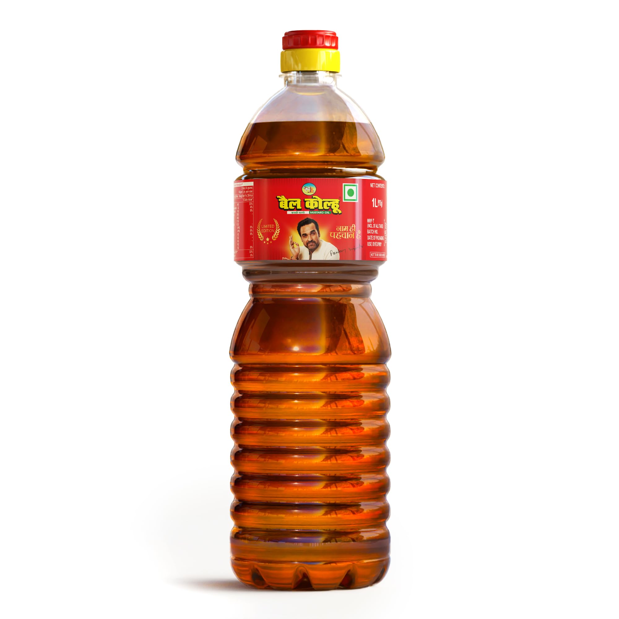Bail Kolhu Kachi Ghani Mustard Oil | Cold Pressed Sarso Tel (500ml, 1L, 2L, 5L) (1L Bottle)