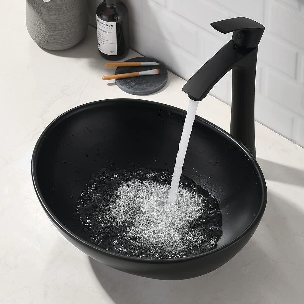REMANENCE Wash Basin Countertop | Tabletop Ceramic Bathroom Sink | Wash Basin Over Counter | Wash Basin For Bathroom (16 x 13 x 5.5 Inch) (Matte Black Wash Basin) (B0C3XRQXKD) Amazon Price History, Amazon Price Tracker