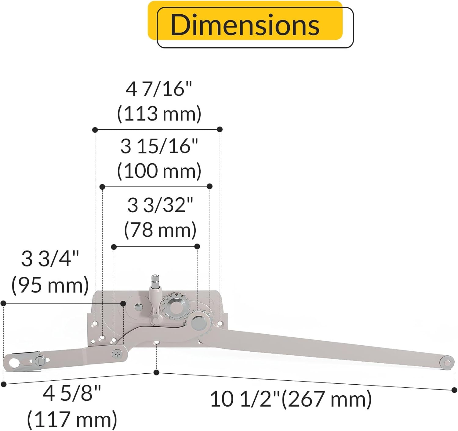 Brixwell Dual Arm Casement Operator - E-Gard Left-Hand Truth Operator with Reversible Detachable Clips,Metal Material,10-1/2" Arm Length, Sill Mounted ,Residential Window Hardware