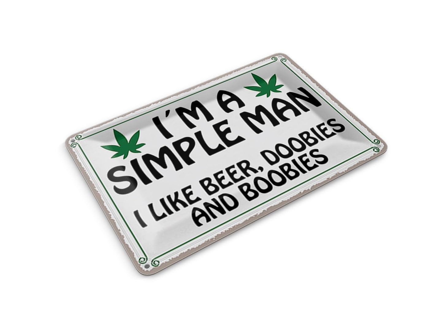 Femer Tin Postcard Saying 14 x 10 cm i´m Simple Man Like Beer Doobies Decorative Sign