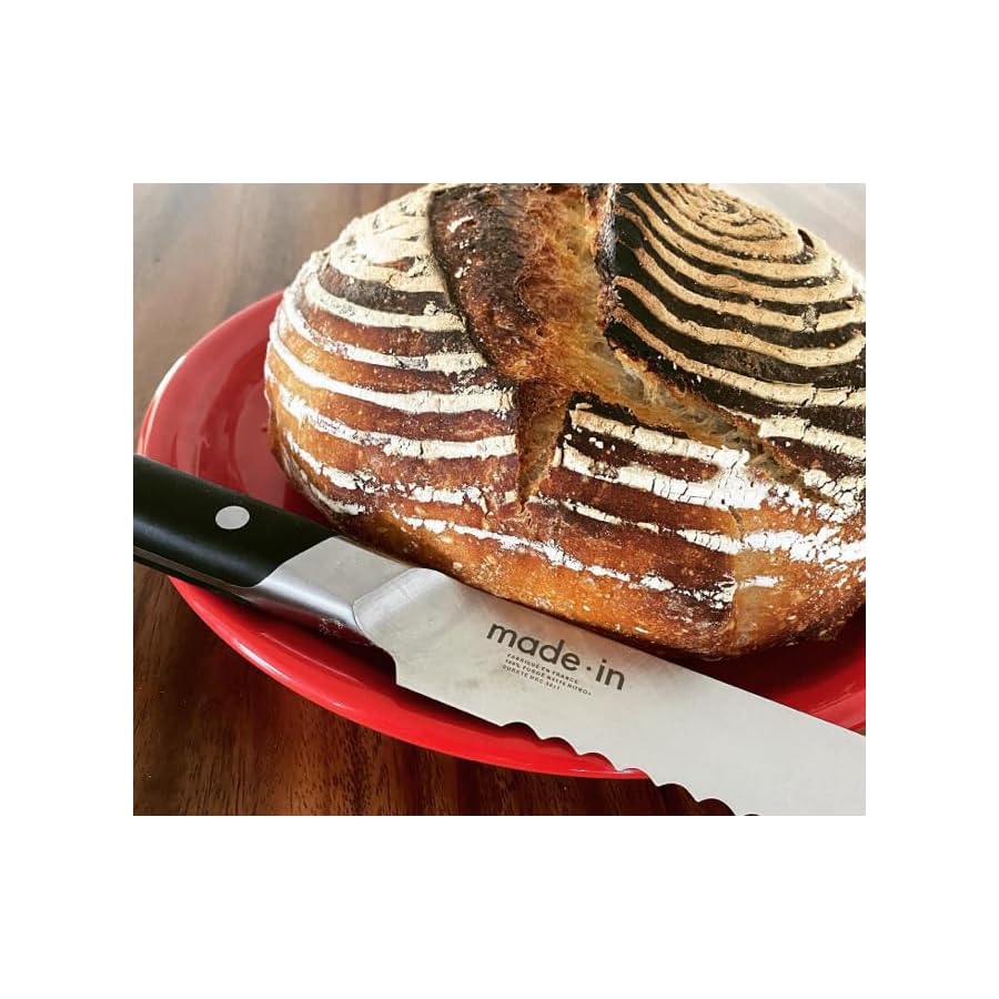 Made-In-Cookware-4-Piece-Knife-Set-with-Knife-Block-Includes-Chef-Knife-Bread-Knife-Paring-Knife-and-Nakiri-Knife-Full-Tang-With-Truffle-Black-Handle-Made-in-France Made In Cookware - 4 Piece Knife Set with Knife Block - Includes Chef Knife, Bread Knife, Paring Knife, and Nakiri Knife - Full Tang With Truffle Black Handle - Made in France