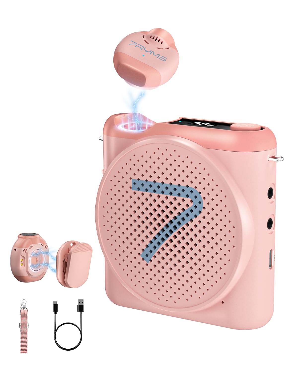 7RYMS WA2 Wireless Voice Amplifier for Teacher with Magnetic Lavalier Mic