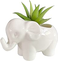 Cute Animal Elephant Shaped Ceramic Succulent Cactus Air Plant Flower Pots Planters-Plant Not Included (Small White)