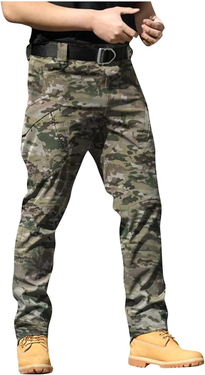 OIOLOYJM Military Cargo Pants for Men Hiking Relaxed Fit Work Waterproof Stretch Tactical Lightweight Outdoor Travel Pant