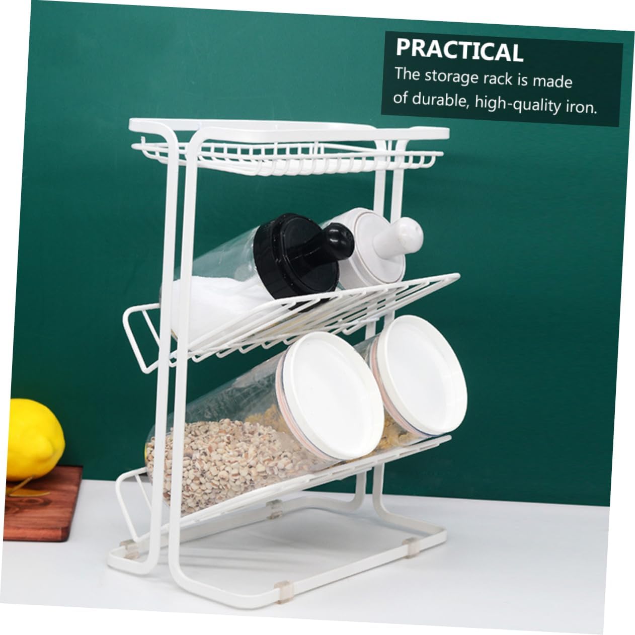 Ciieeo 1Pc Iron Kitchen Spice Bottle Rack Storage Organizer for Countertop Versatile Spice Storage for Kitchen Bathroom and More for Jars and Towels