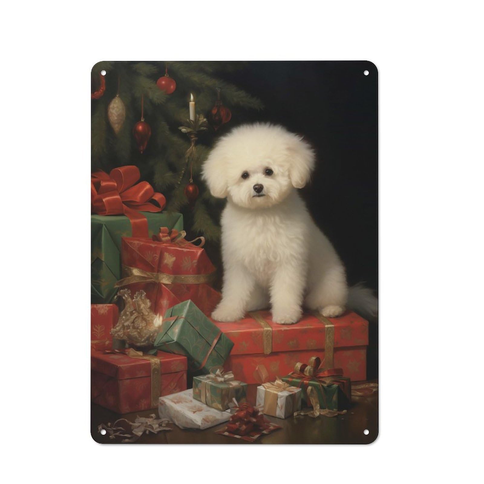 Junmoney Bichon Frise Dog 40X30cm Rustic Metal Sign With For Hobby Room Or Studio, Metal Sign Decor For Hobby Rooms And Studios