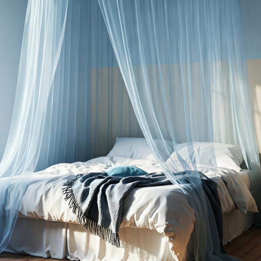 Image of Special You Canopy Tent for Decoration Bedroom, Room Decoration Items for Bedroom, Unstitiched Blue Net Cloth for Decoration 5mtr, Aesthetic Room Decor, Backdrop for Decoration, Canopy Bed Curtains