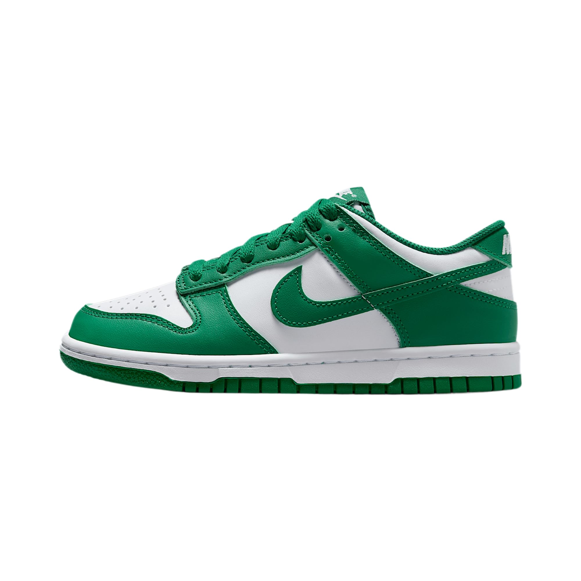 Dunk Low Big Kids' Shoes (FB9109-114, White/Malachite) Size 5.5