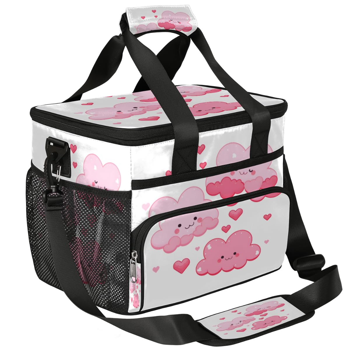 Cloud Insulated Picnic Backpack Lunch Box for Women Men Picnic Basket Tote Lunch Bag Picnic Bag Portable Lunch Bags for Picnic, Beach, Work, Trip,Office, Camp Cute Pinks Clouds