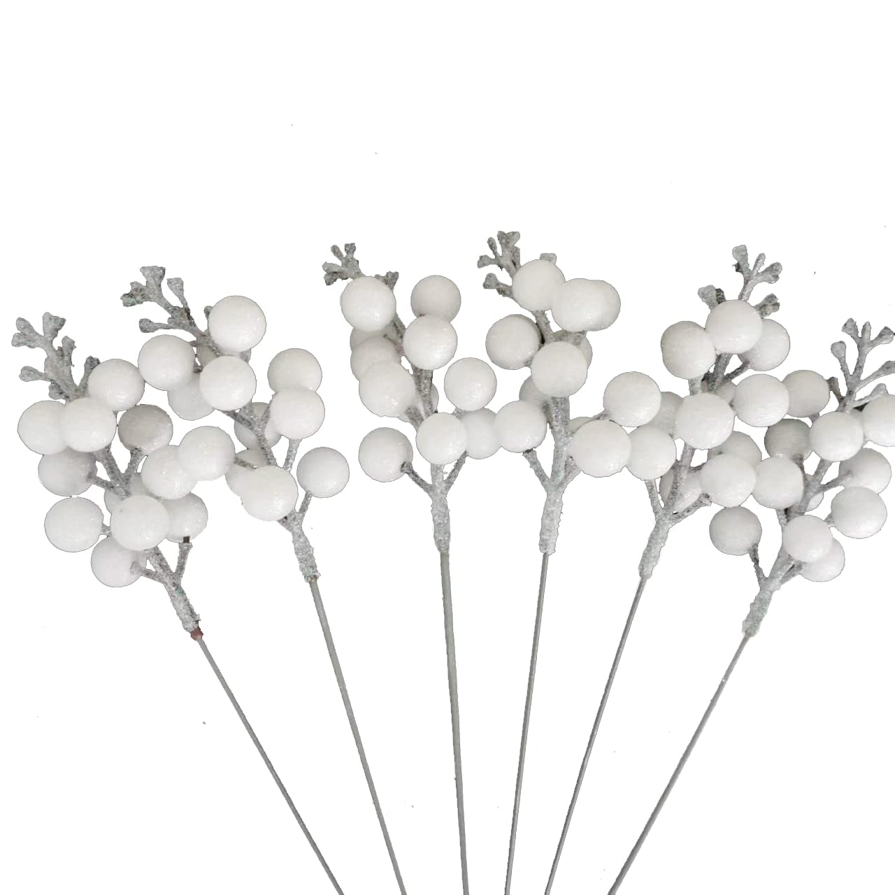 YYCRAFT Boxed Glitter Berries Stems, Artificial Berries Picks 9.5 Inch for Christmas Tree Ornaments, DIY Xmas Wreath, Crafts, Holiday and Home Decor(16 Pack, White) - Image 3