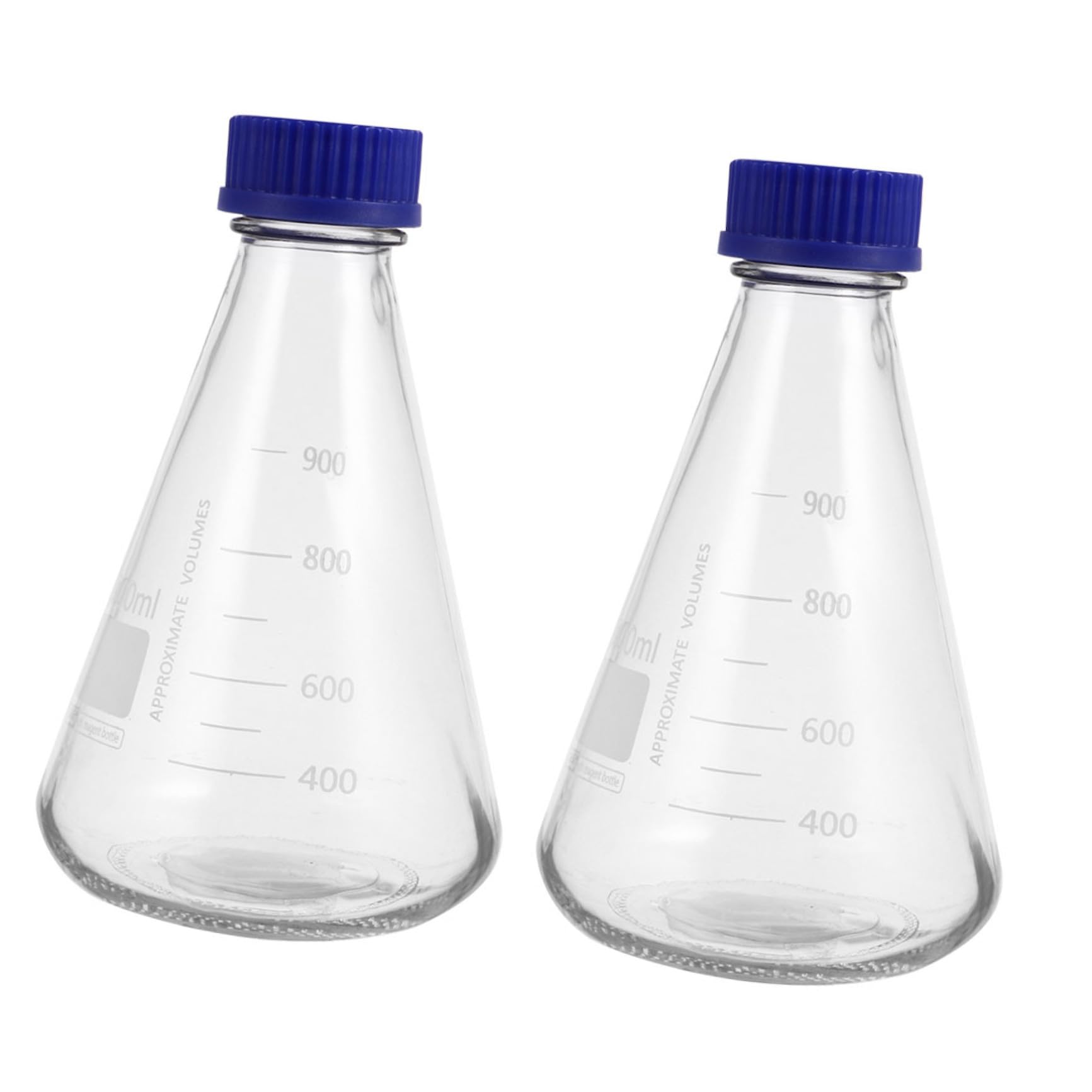 Set 2 Pezzi Matracci Erlenmeyer in Vetro Conico da 1000 Ml Base Solida e Scala Graduata per Laboratorio e Scuola
