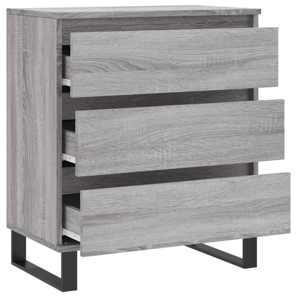 Buffet gris Sonoma 60 x 35 x 70 cm en bois avec pieds en fer – Meuble durable pour espace de rangement et accessoires de maison, surface résistante à l'humidité, commode stable