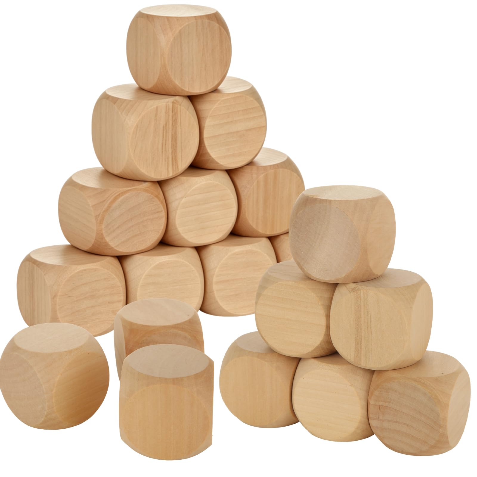 APACALI 30 Stück Blanko-Würfel aus Buchenholz, 50 mm, abgerundete Holzwürfel zum Basteln | Malübungen, personalisierte Bastelarbeiten, Party-Spielaktivitäten