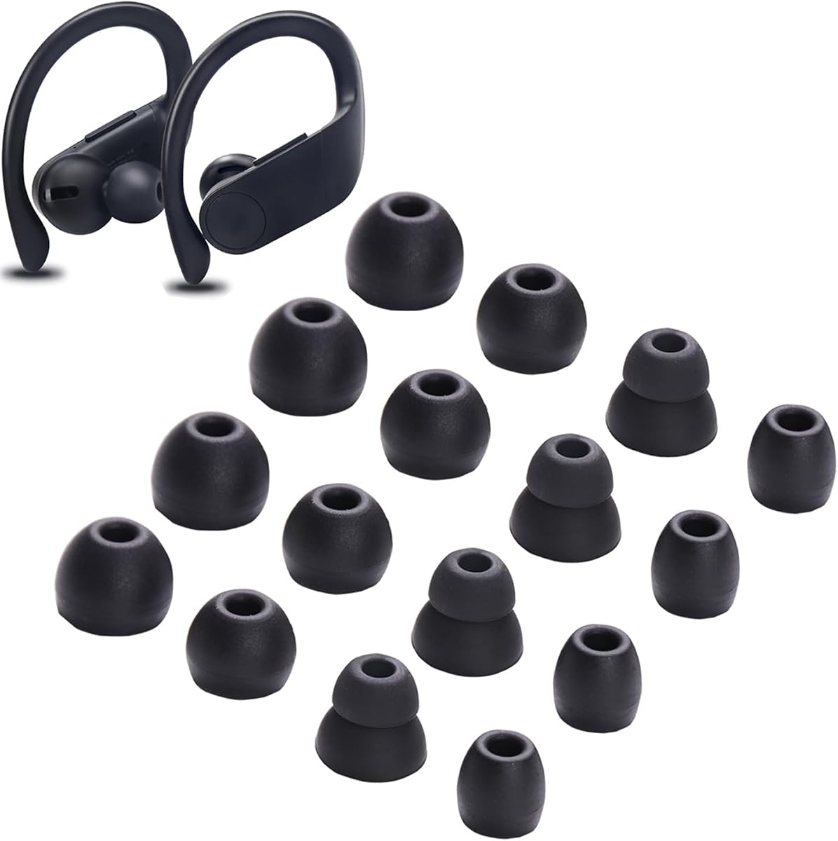 Replacement Silicone Eartips Earbuds Buds Set for Powerbeats Pro Wireless Earphone Headphones,8 Pairs (Blcak)