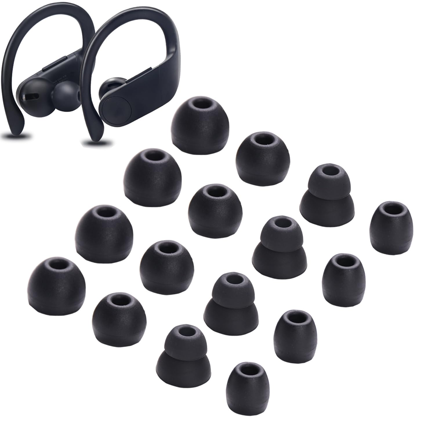Replacement Silicone Eartips Earbuds Buds Set for Powerbeats Pro Wireless Earphone Headphones,8 Pairs (Blcak)