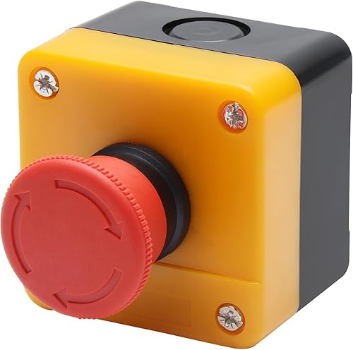 Miniatura 7 de APIELE Interruptor de botón de parada de emergencia de 0.866 in 2NC de hongo rojo 600V 10 Amp XB2-02ZS