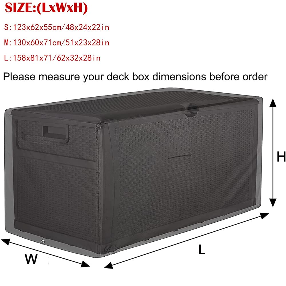 Housse de coffre de terrasse robuste en imperméable pour banc d'extérieur Housse de protection pour meubles de jardin, table ottoman, housse anti-poussière (Taille S : 122 x 61 x 55,9 cm, noir)
