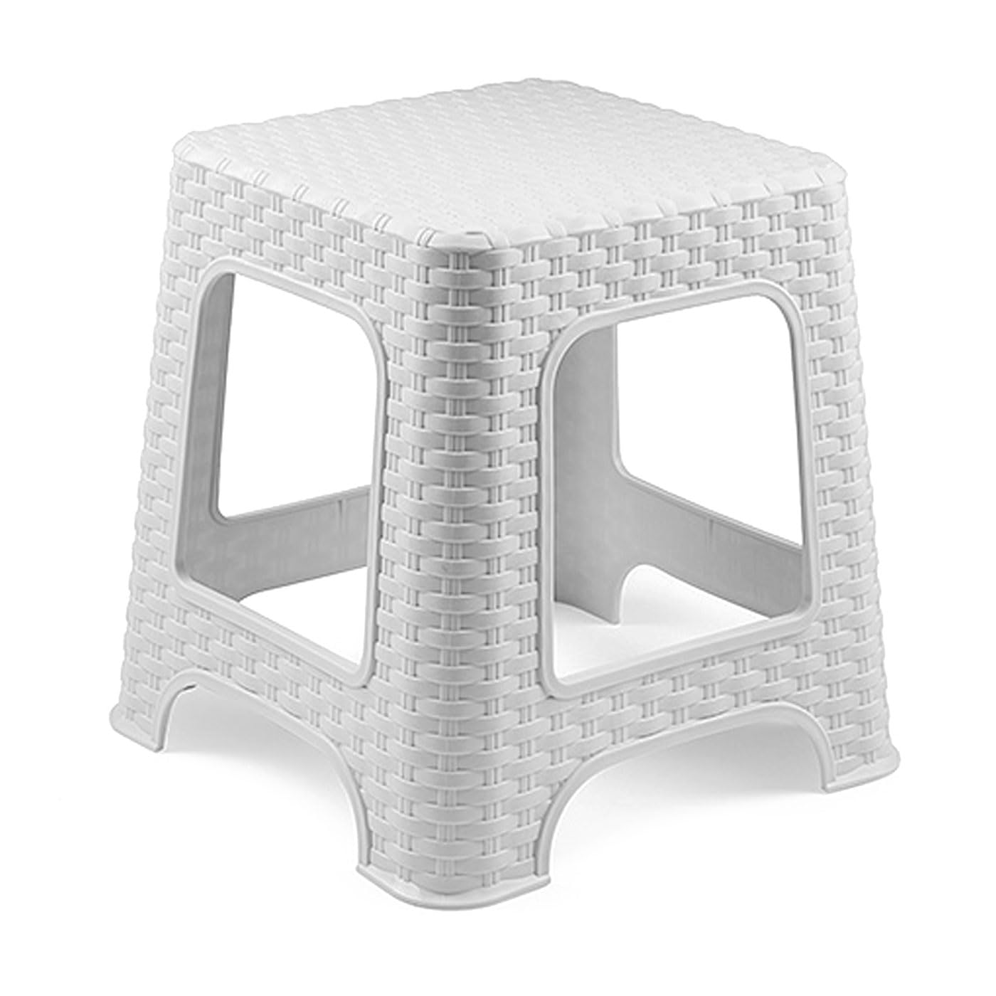 Acan Tradineur - Sgabello in plastica, realizzato in Spagna, motivo rattan, casa o lavoro, 33 x 32 x 32 x 32 cm, colore wengé, 2 pezzi