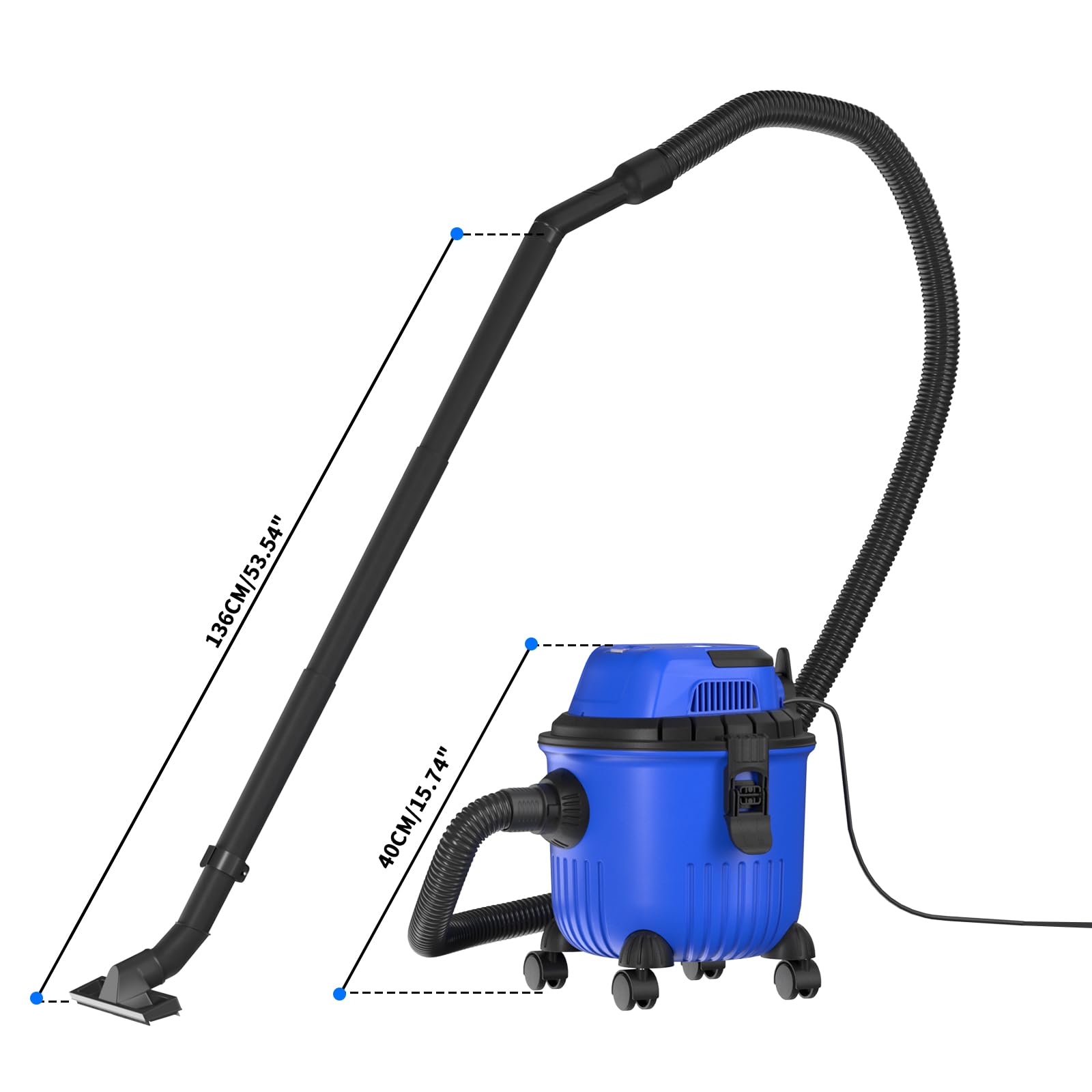 Odkurzacz przemysłowy Hoover odkurzacz na mokro i sucho, 4800 W, wysoka moc ssąca, bez worka na kurz, 16 kPa, pojemność 15 l, 4 koła wysuwowe