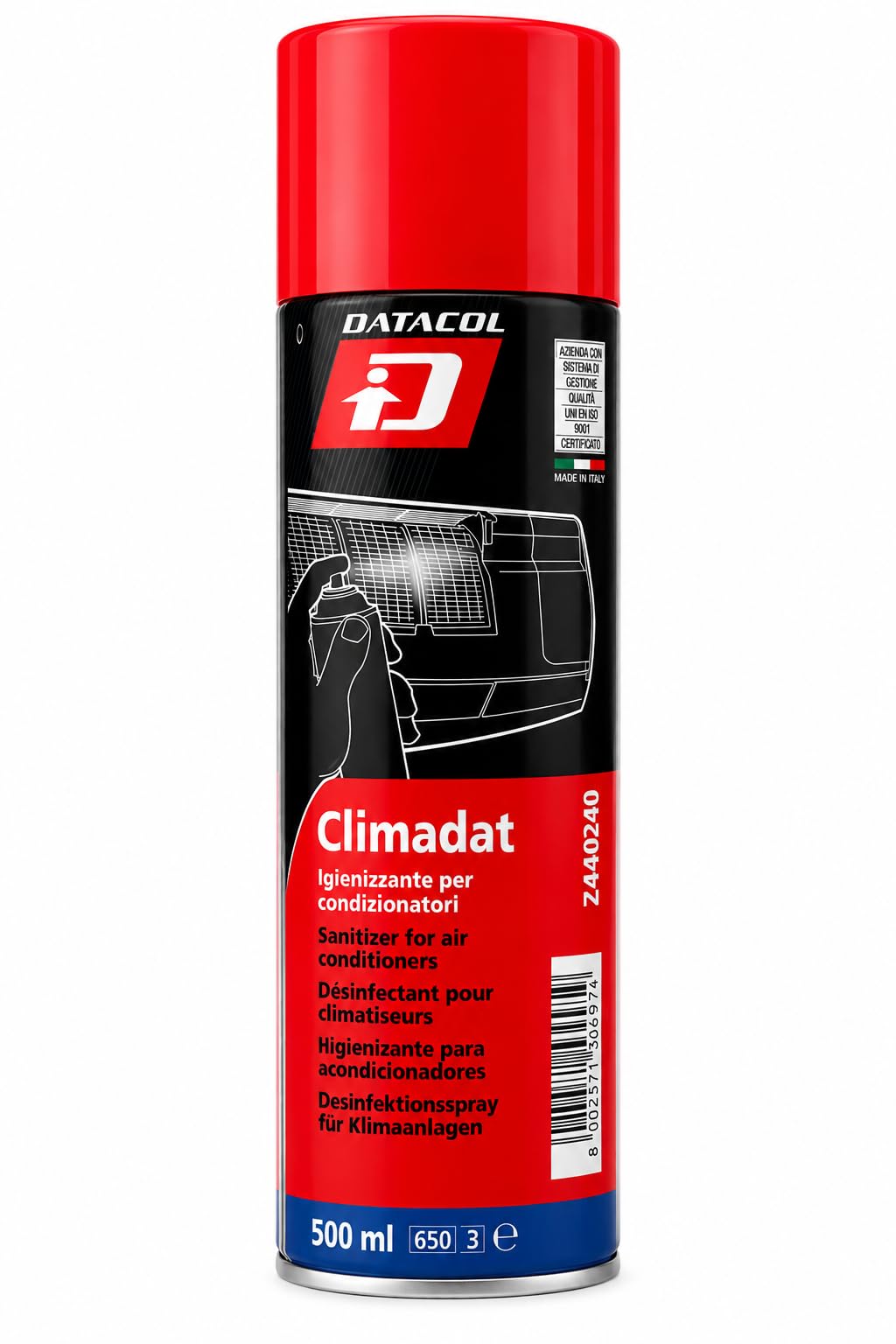 CLIMADAT Spray higienizante aire acondicionado 500 ml – Pack 6 unidades – Eliminador de olores y bacterias – Limpieza de filtros y baterías – Uso hogar y profesional