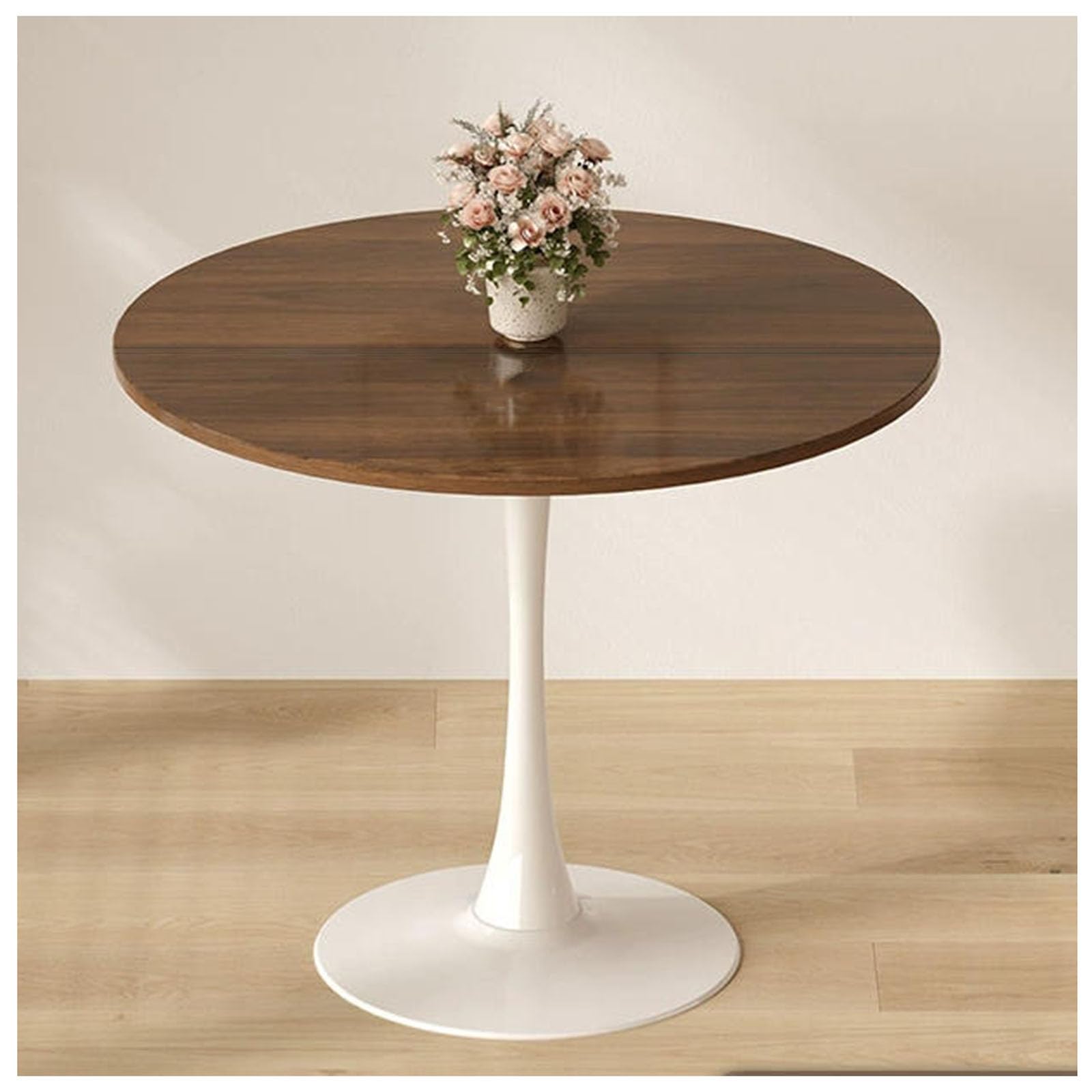 JHAISMAO Solid Wood Round Table Living Room Household Use Dining Table Coffee Milk Tea Shop Leisure Negotiate Tables And Chairs Tulip Design Balcony Round Table(Size:80x80x73cm,Color:A)
