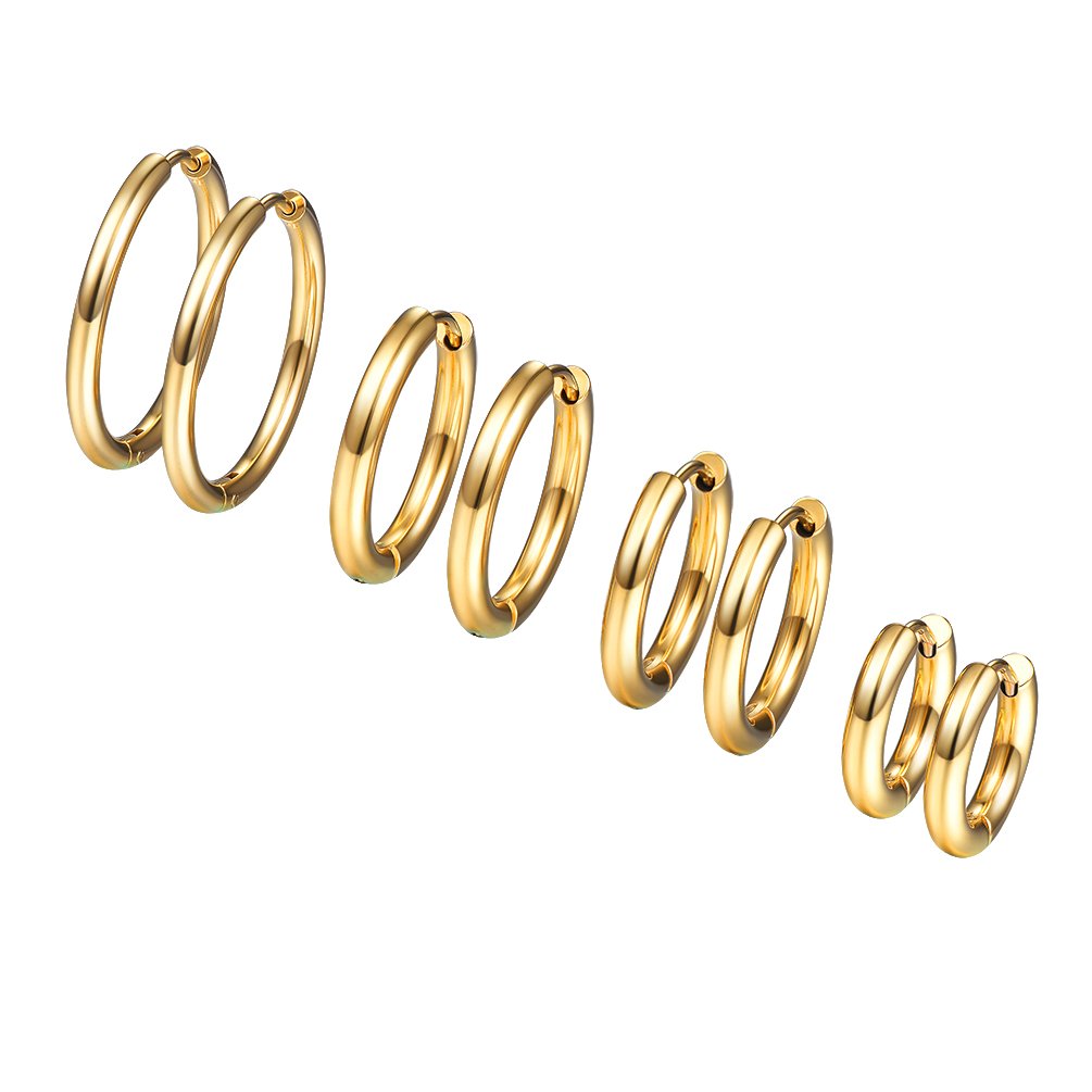 PROSTEEL Aro Pendientes de Acero Inoxidable Diámetro 10mm 14mm 16mm 20mm Conjunto de Pendientes de Aro Fino