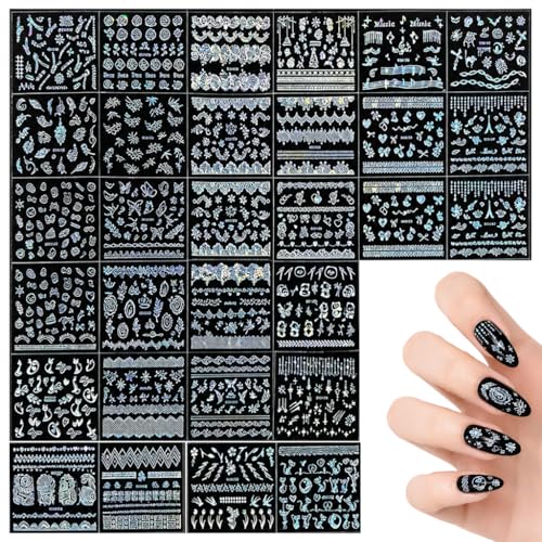 Image of MAYCREATE Exotic Style Nail Stickers, Nail Art Sticker, 3D Self Adhesive Nails Decals of Flowers Fruits Stars for DIY Nail Art Women, Wedding, Party, Concerts