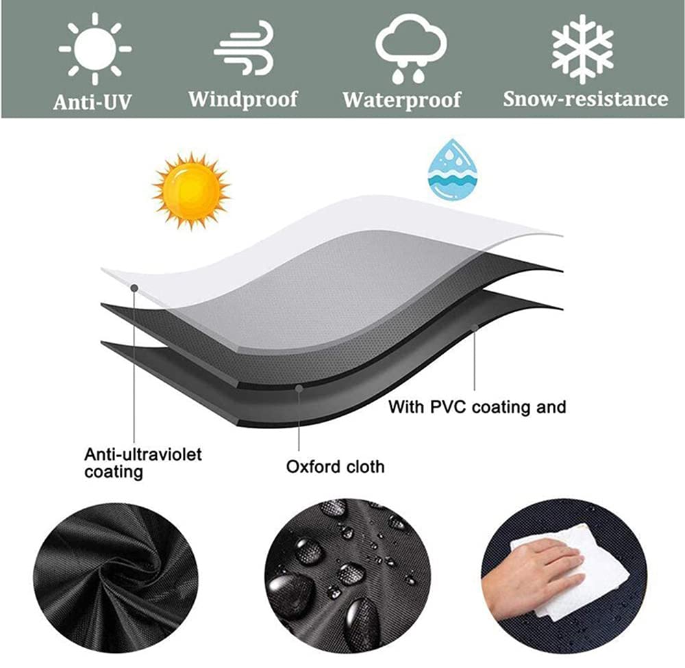 HHMYSH Housse Salon De Jardin,Housse Pour Meubles De Jardin 180x150x75cm,420D Oxford Tissu Housse De Protection Pour Table Extérieur,Housse Table De Jardin,Iimperméable,Anti-UV,Rectangulaire,Noir