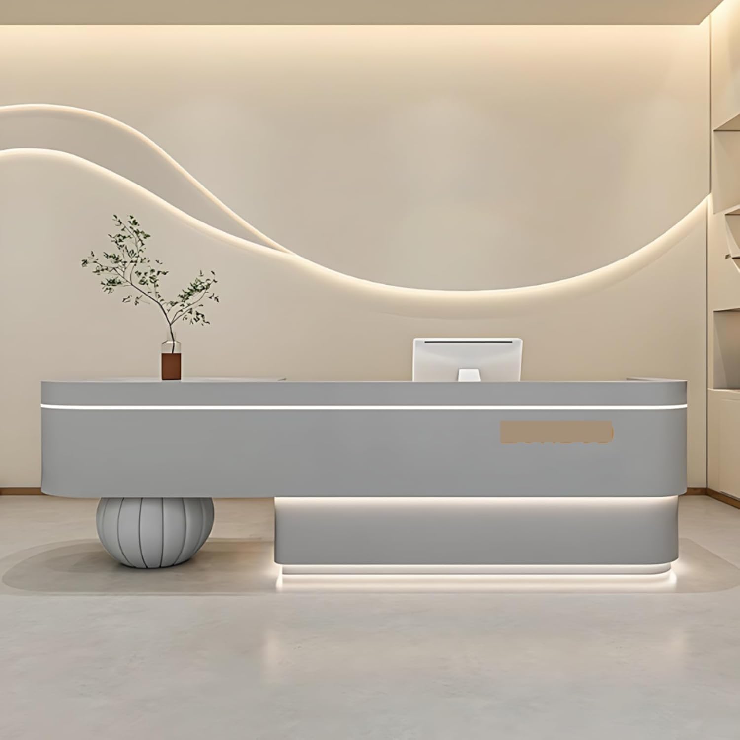 Büroempfangstresen, eleganter Empfangstresen mit dezenter Beleuchtung, Keine Montage erforderlich, Verkaufstheke mit Mehreren Ablageflächen, gewerbliche Empfangsbereiche, komplettes Zubehör