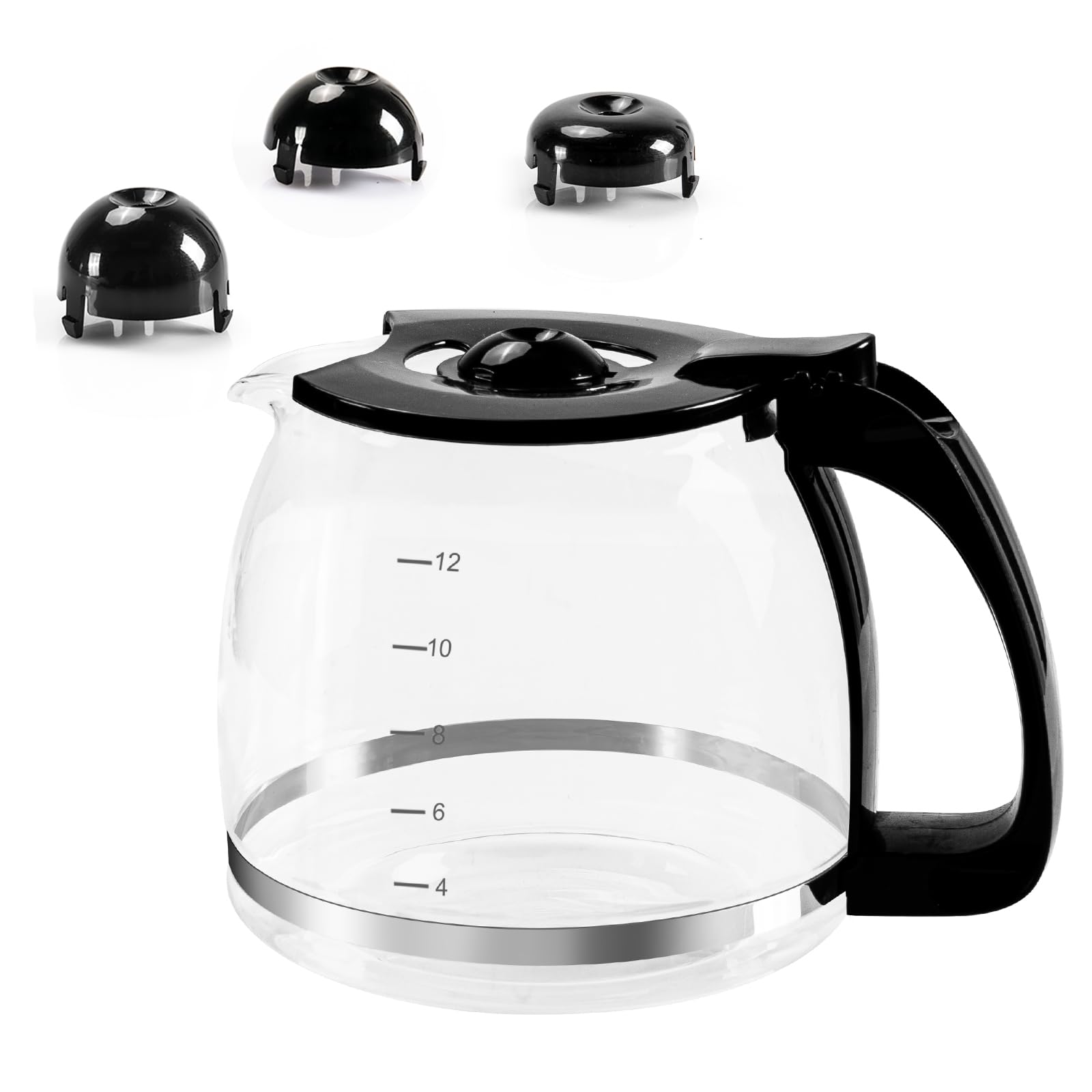 Amazon.com: 12-Cup Glass Coffee Carafe for Drip Coffee Makers  1.8L  Universal Replacement Pot with Handle & 3 Snap-On Lid Sizes, Precise 412  Cup Measurement: Home & Kitchen