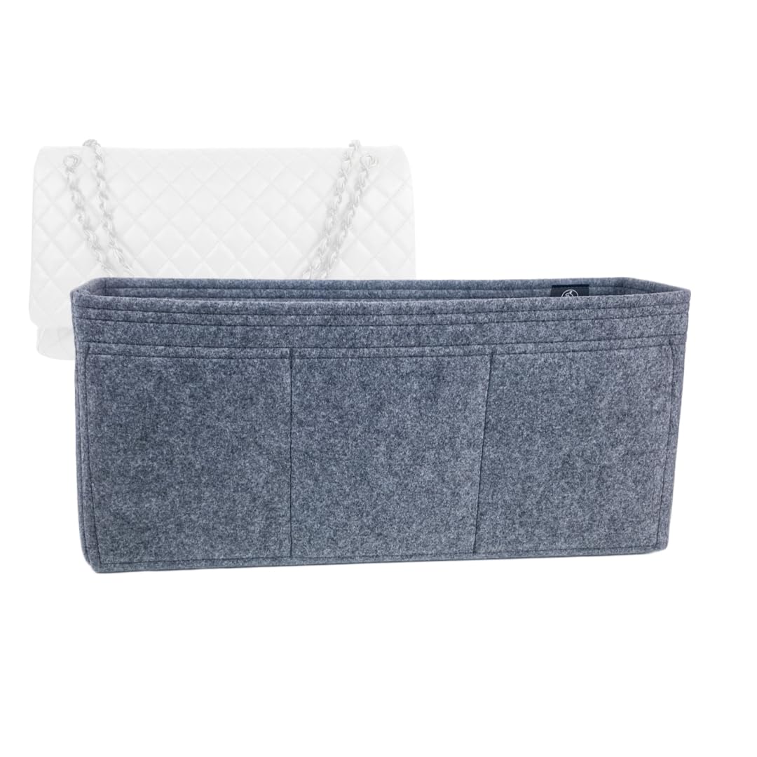 Zoomoni Bag Organizer for Chanel Classic Flap XXL - Premium Felt Purse Handbag Insert Liner Shaper (Handmade) Soft Structure Support (20 Color Options)