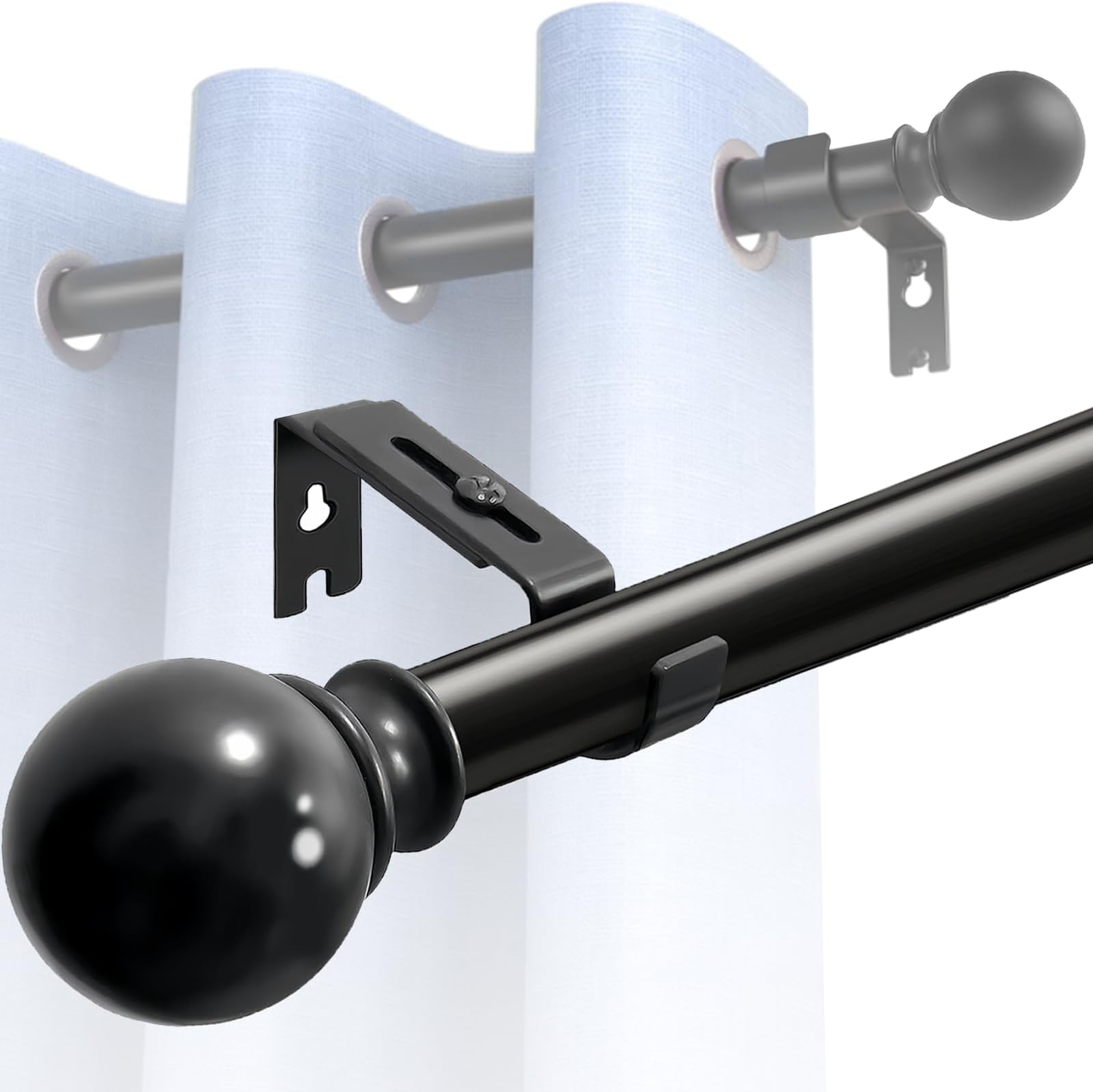 INFLATION Curtain Poles with Rose Gold Finials, 76368 cm White Curtain