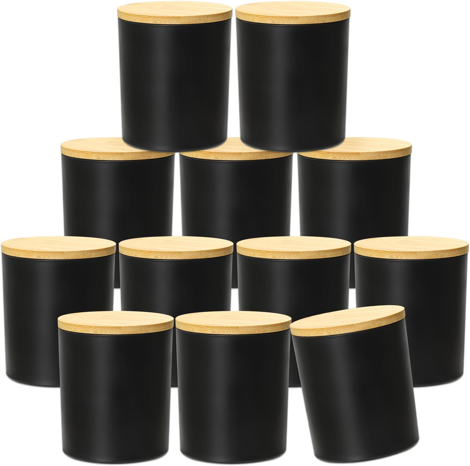 12Pcs Candle Making Jars 14 fl.oz Black Empty Glass Jars Bulk with Bamboo Lids, Containers for Making Candles Vessels for Candle Business 12 14 fl.oz
