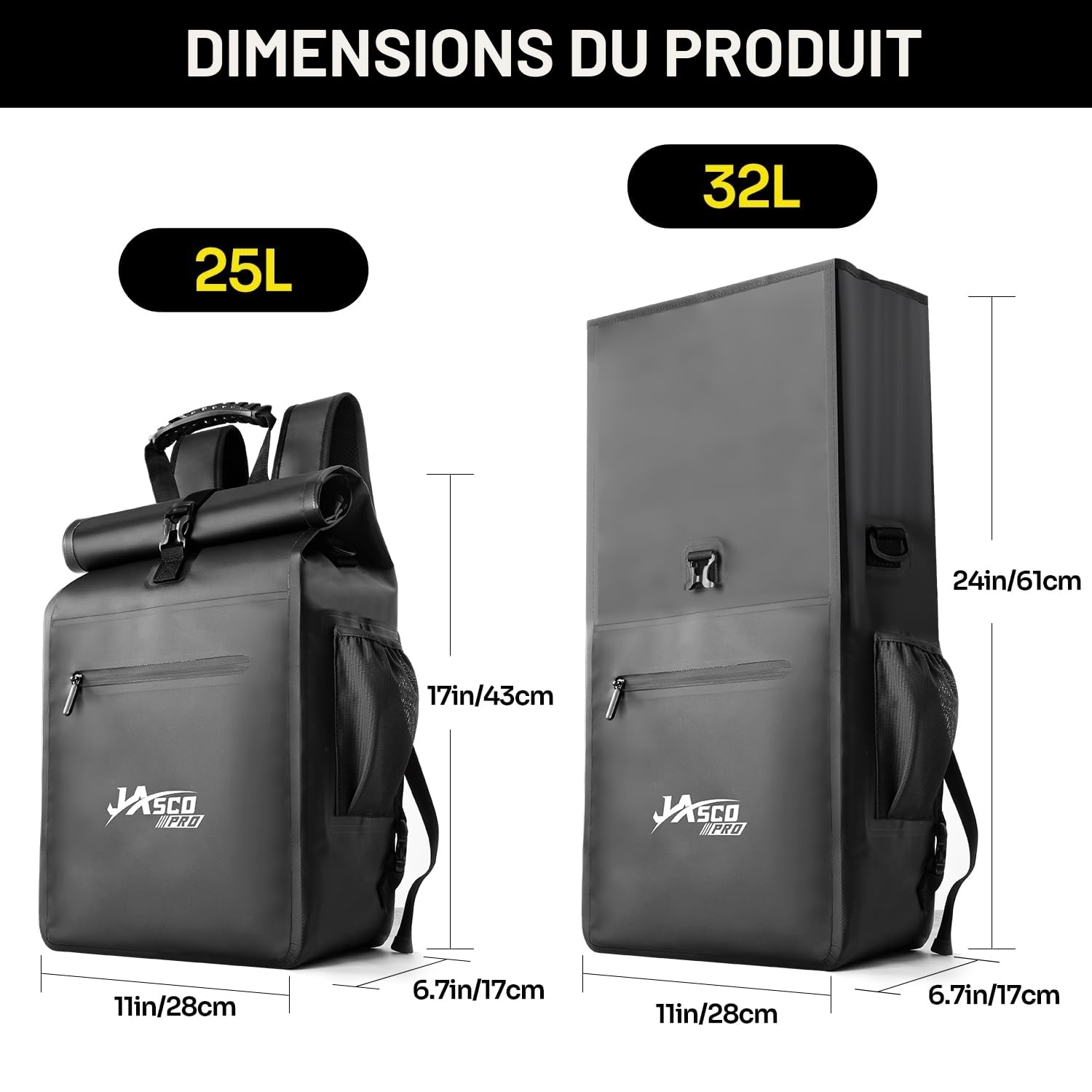 JASCOPRO 3 en 1 Sacoche de Vélo pour Porte-Bagages, 25-32L Sacoche de Vélo | étanche Sac de Vélo Arrière Sac Arrière Velo Sacoche de Porte-Bagages Sacoches de Vélo Impermeables pour Vélo/Moto/VTT