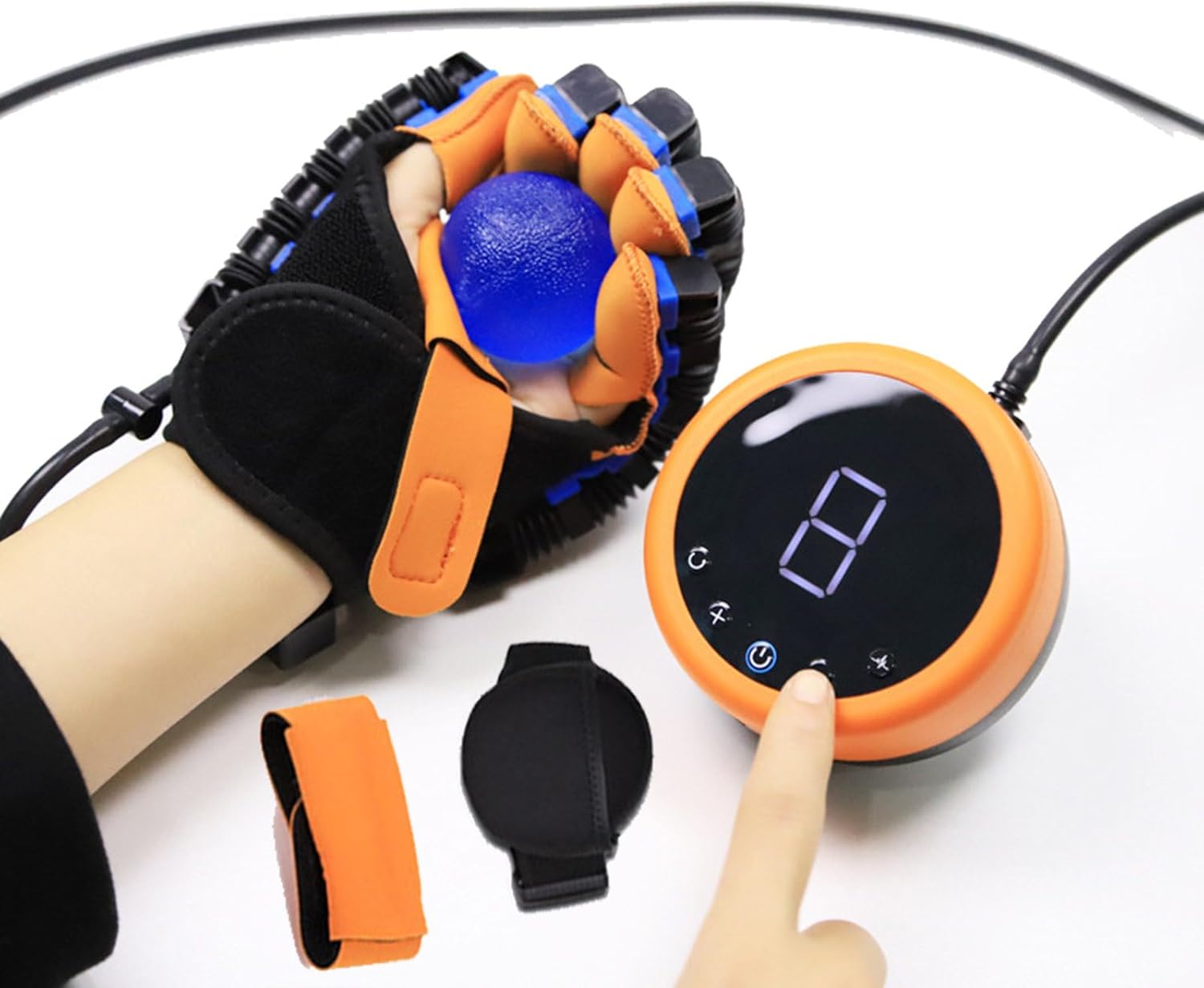 Rehabilitation Robot Glove for Stroke, Hand Therapy Equipment, Fingers Strength Training Device, Finger Exerciser, 5 Modes, One-Touch Control for Hemiplegia Hand Therapy Right-XXL