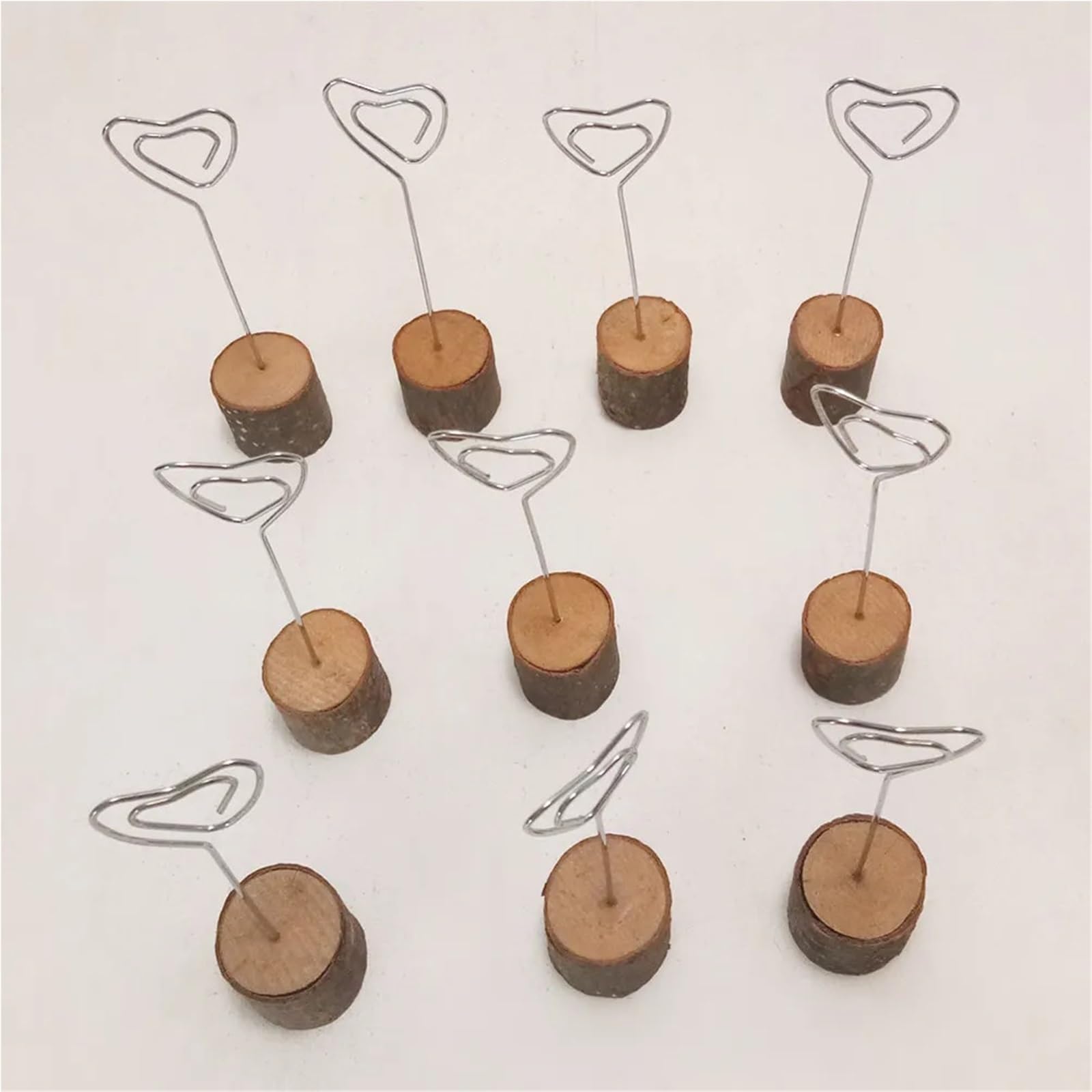 Memo-Clip-Halter, 20/80 Stück, Massivholz, herzförmig, Clip-Halter mit runder Holzbasis für Tisch, Menüständer, Tischkarte, Sitz, Retro-Schreibtischdekoration für Tische, Laden, Etiketten, Büro