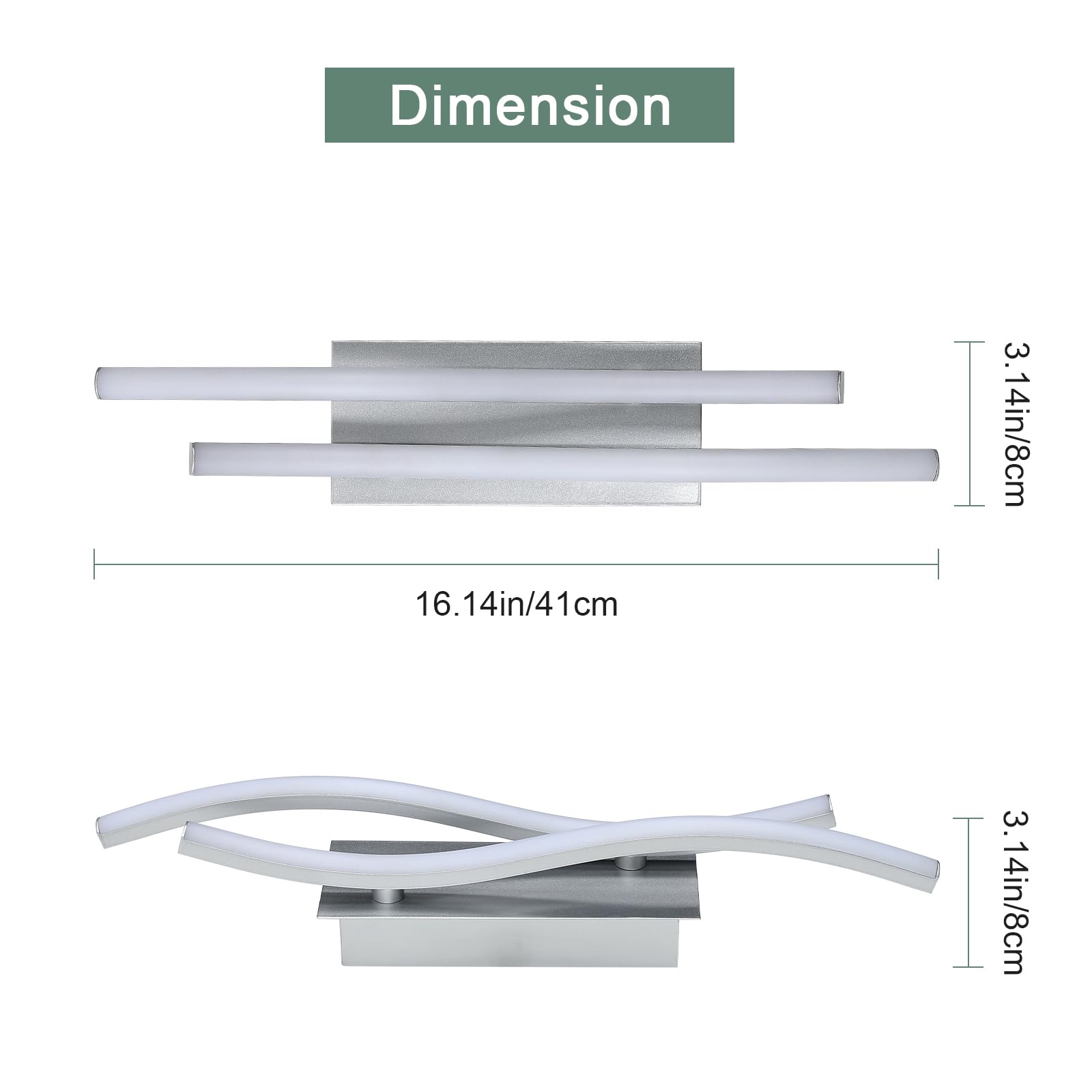 Applique Led da Parete Interno, Lampada da Parete，20W Applique Camera da Letto Luce Bianca Fredda 6500K, Moderno Lampada Muro, per Camera da letto Soggiorno Bagno Corridoio
