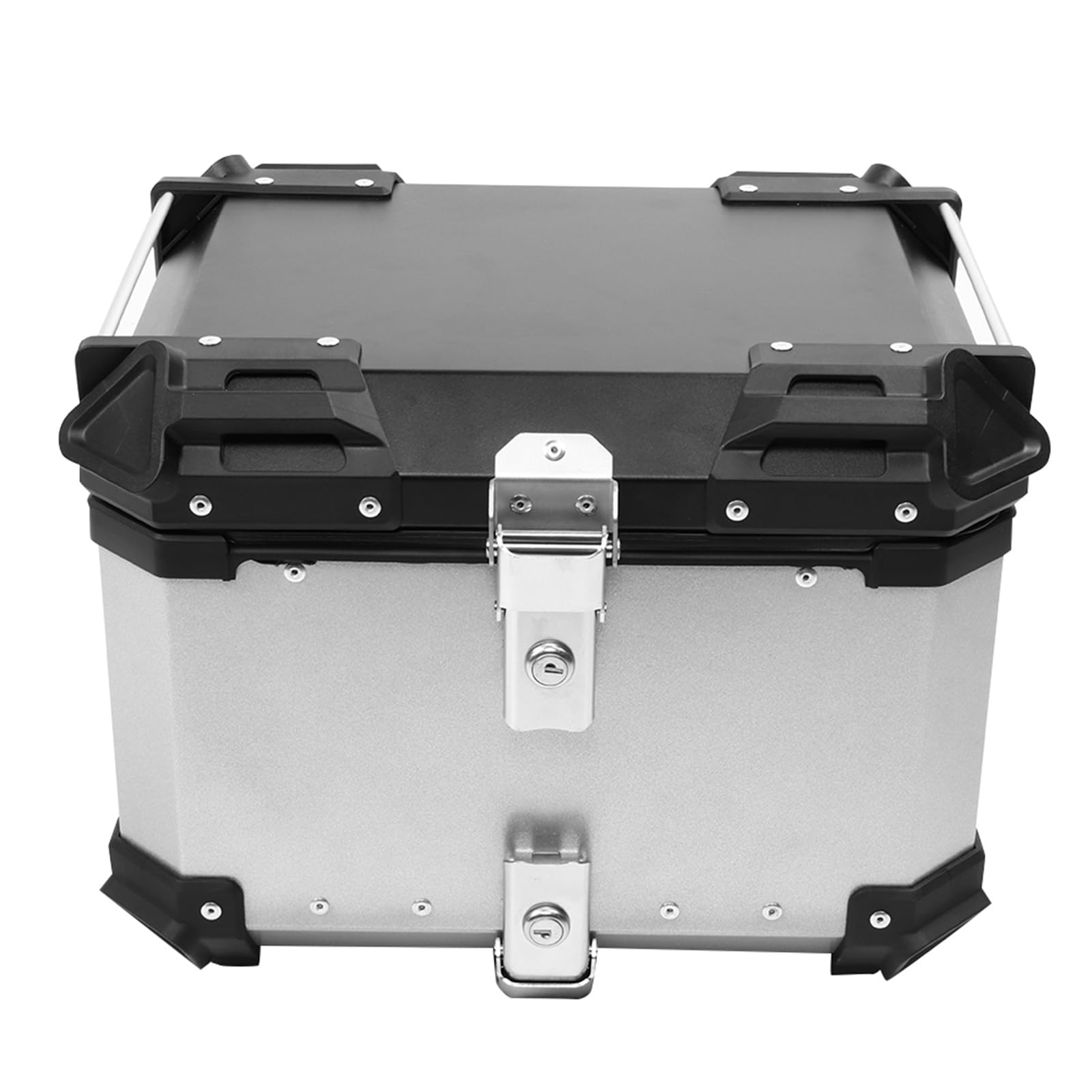 Bediffer Baúl de Aluminio para Motocicleta, Caja Trasera de 45L, Almacenamiento Aislado para, Excelente para Transporte de Equipaje, Fácil Instalación (Plata)