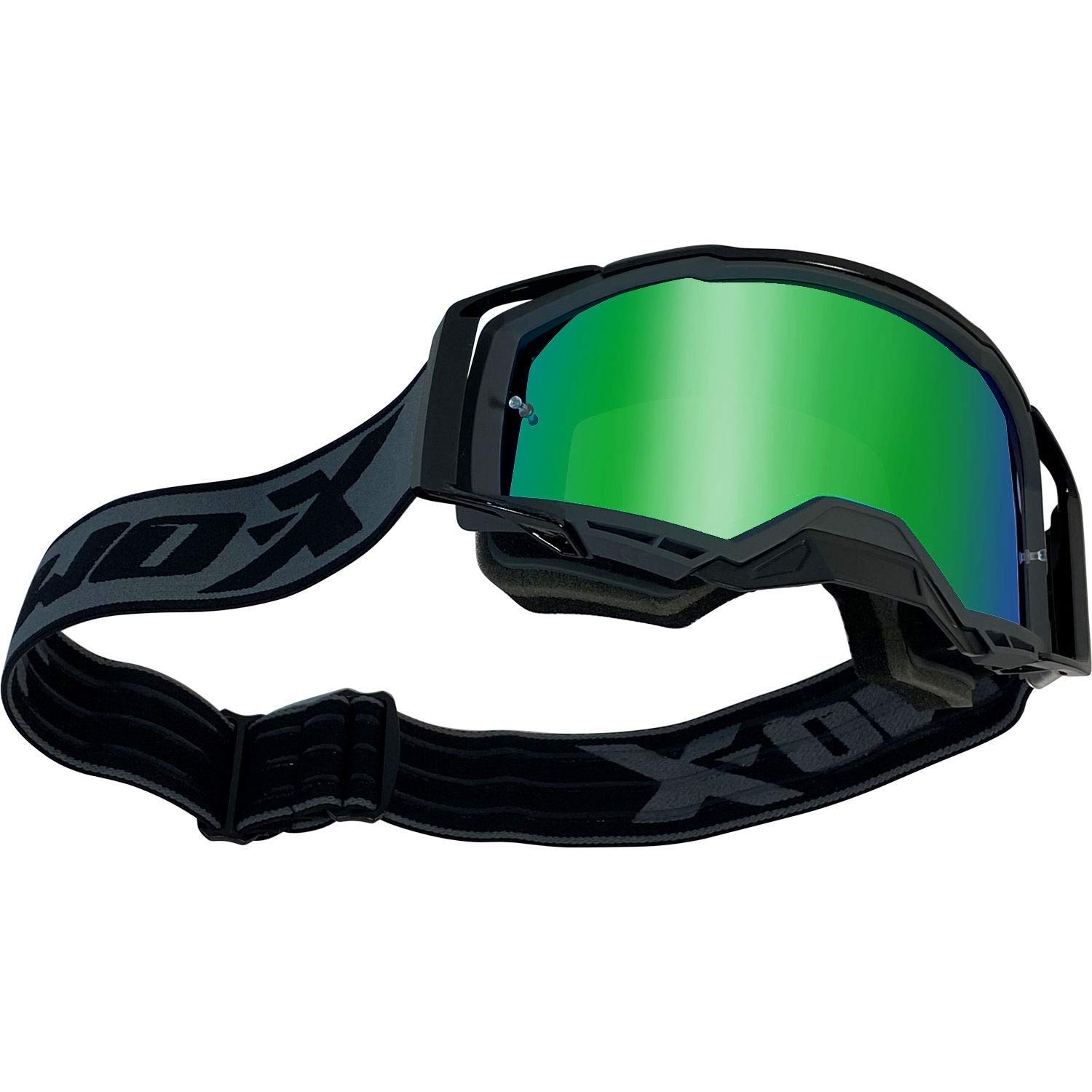 TWO-X Cross-Brille - Motocross Mit Verspiegeltem Grünen Glas - Kratzfeste Schutz-Brille für Enduro & Downhill - Atom - Outbreak-Grau
