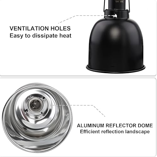 Miniatura 8 de Aiicioo Combo cúpula profunda reptil doble lámpara accesorio díanoche disfrutando calor iluminación kit 100Watt