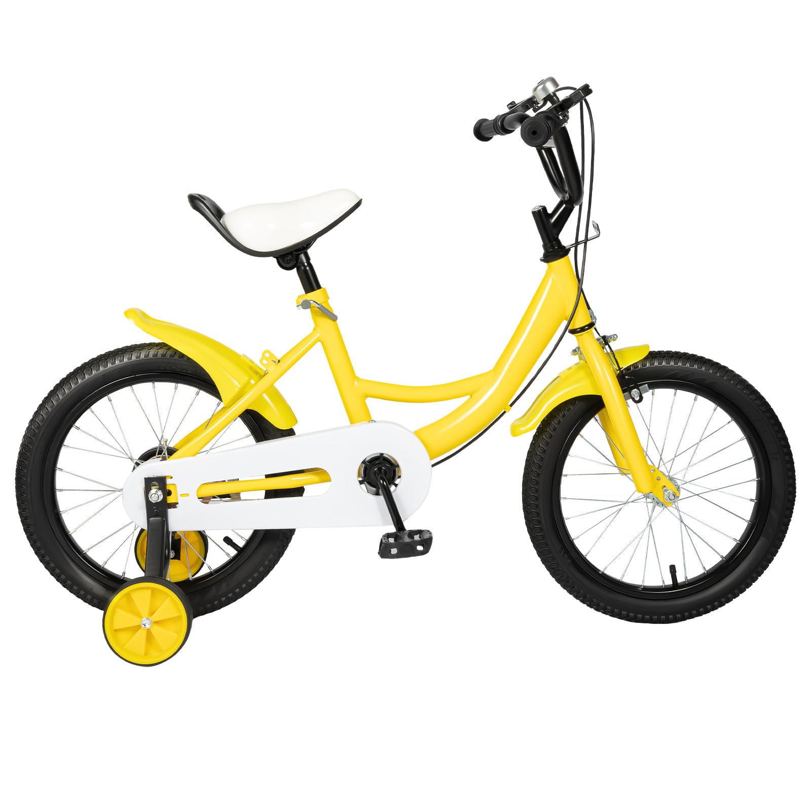 Bicicletta per bambini da 16 pollici, bici per bambini da 5 a 8 anni, bicicletta per bambini con stabilizzatori e campana, per principianti con doppio freno regolabile in altezza