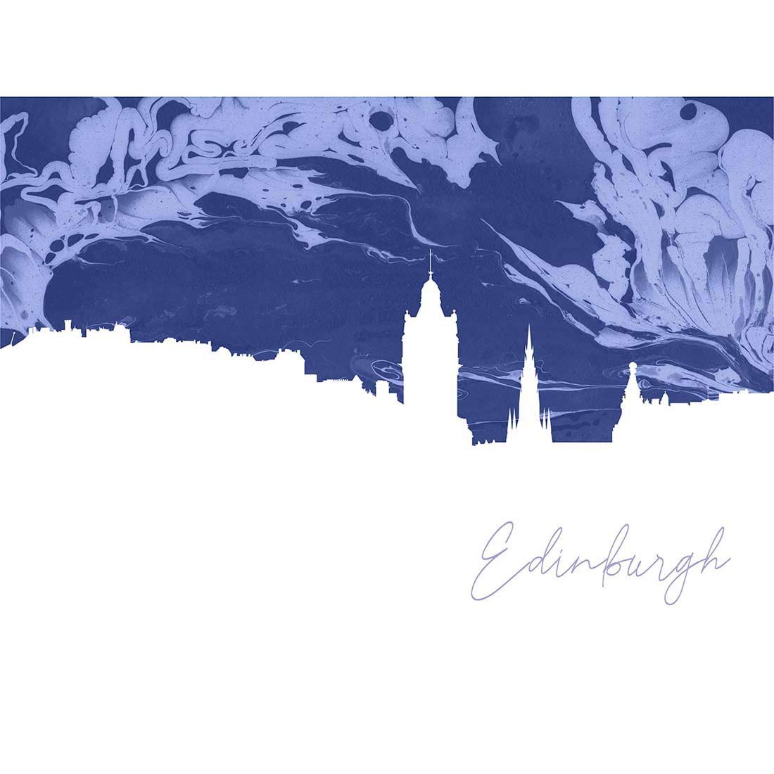 Scotland Edinburgh Cityscape Marble Blue Art Print Poster Wall Decor 12X16 Inch