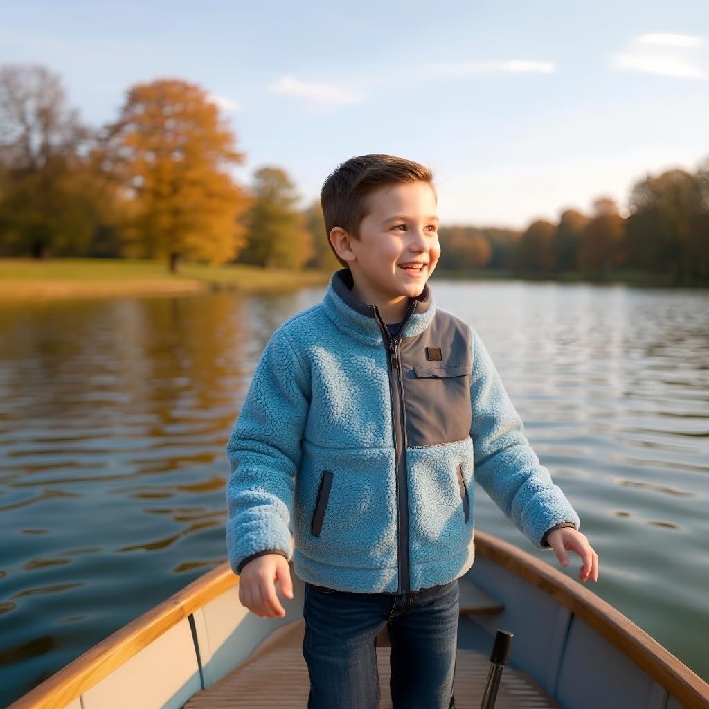 Rokka&Rolla Boys' 2-in-1 Reversible Water-Resistant Teddy Sherpa Puffer Jacket - Image 3