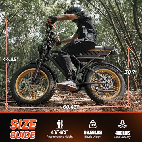 Image of TST Electric Bike for Adults 1500W Peak 20 inch Fat Tire All-Terrain E-Bike 60 Miles Electric Dirt Bike - 48V 15 AH Battery Electric Bicycle